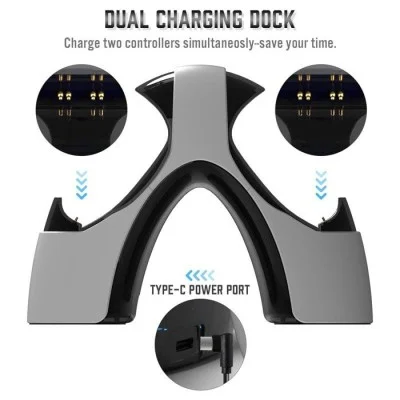 Sades Dual Charger Station For PlayStation 5 Controller - White